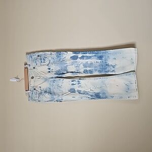 Big Star Womens Maddie Distressed Flare Acid Wash Jeans